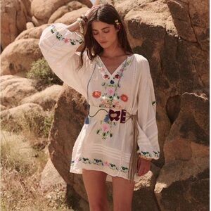 Spell Florapaloosa Embroidered Tunic Dress